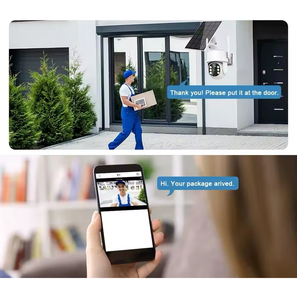 Cámara de vigilancia exterior inalámbrica con panel solar para alimentación